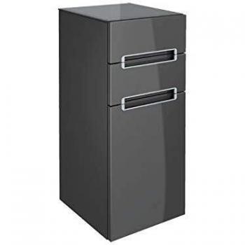 Armario lateral Villeroy & Boch Subway 2.0, 35,4x85,7x37cm, derecho, con tirador cromado, color gris plata y blanco mate