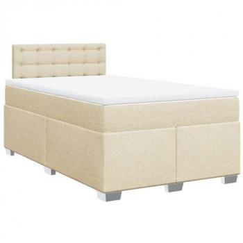 Cama box spring con colchón de muelles tela color crema 120x200 cm