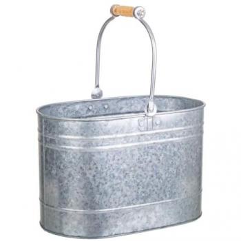 Cesta de Metal Decorativa y Funcional Wanderlust Deco - Amplio Espacio de Almacenamiento Plateada 30.5x18x20/37 cm