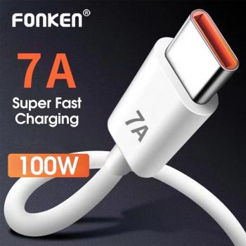Cabo de Carga Rápida Tipo C Fonken 7A 100W para Huawei P50, Mate 40, Xiaomi y Samsung S22/S21