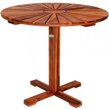 Mesa de Jardín Redonda Sunrise de Madera de Acacia Pre-Aceitada Ø 70,5 cm Marrón
