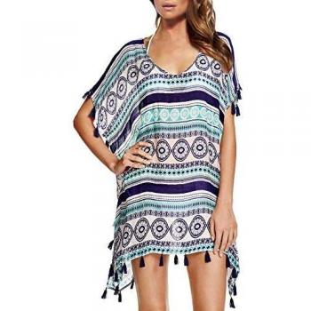 Chalier Mujer Ropa de Baño Vestido de Playa de Bikini de Borla Traje de Camisola de Pareo Cover Up