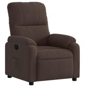 Sillón Reclinable Marrón en Tela de Microfibra con Reposabrazos, Respaldo Ajustable y Asiento para Descanso Relax
