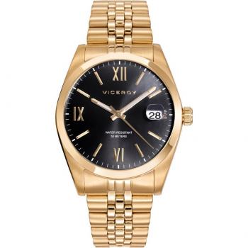 Reloj Hombre Viceroy Chic de Acero con Esfera Negra y Correa IP Dorado