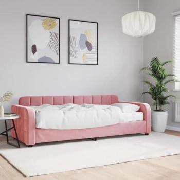 Sofá cama con colchón terciopelo rosa 80x200 cm
