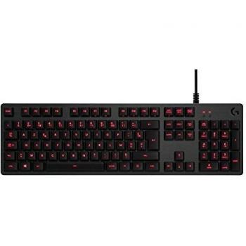 Logitech G413 Teclado Gaming Mecánico, Teclas Retroiluminadas en Rojo, Aleación de Aluminio 5052, Personalizable, Conexión de Paso de USB, Disposición AZERTY Francés, Carbón