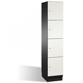 Armario de Compartimentos Bajo Llave C+P Cambio 4 Fácher con Puertas HPL, Color Negro-Gris y Blanco