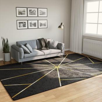 Alfombra lavable antideslizante negra y dorada 190x300 cm