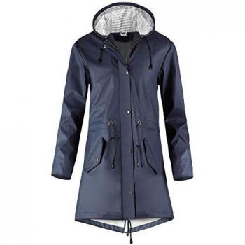 SWAMPLAND Abrigo Largo Impermeable Mujer Ligero Chubasqueros Impermeable Chaqueton con Capucha Azul Gr.- 38 EU/S