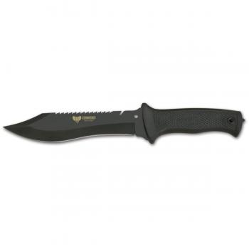 Cuchillo Táctico Cudeman 127-S con mango de caucho antideslizante, Hoja de acero inox 440 de 17 cm con funda de cordura negra. Unidad en Liquidación