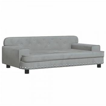 Sofá infantil de terciopelo gris claro 90x53x30 cm