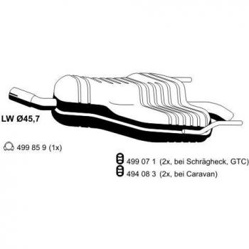 Silenciador trasero ERNST 054270 para Opel Astra H 3/5 puertas, GTC y Caravan