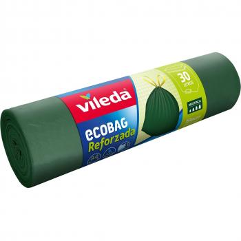 Vileda Ecobag Reforzada Bolsa de Basura, 15 Unidades, Plástico, Verde, 6x6x21.5 cm