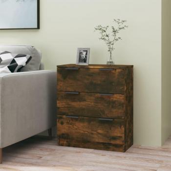 Aparador de madera contrachapada 60x30x70 cm color roble ahumado, mueble de almacenaje moderno para salón, buffet, armario auxiliar y armario de almacenamiento