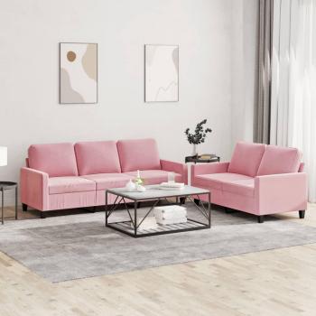 Sofá de 2 piezas con almohadas de terciopelo rosa vidaXL