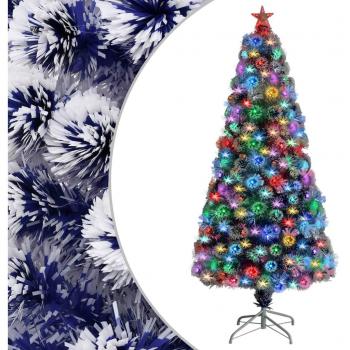 vidaXL Árbol de Navidad artificial LED fibra óptica blanco azul 150 cm