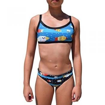 Swimgo Fishes Design Bikini Deportivo, diseño de Peces, XS-26 7-8 años