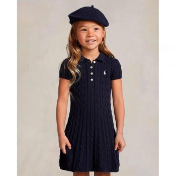 Vestido de niña de punto de ochos en azul marino - Polo Ralph Lauren
