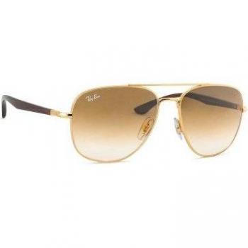 Ray-Ban RB3683 001/51 Gold Frame with Clear Gradient Brown Lenses Square Sunglasses