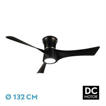 Ventilador DC Tianas 18W Negro 3 Aspas Regulable Intensidad 2250lm 3000k, 4000k, 6000k con Control Remoto, Temporizador y Memoria