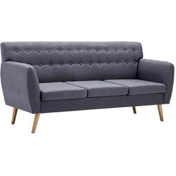 vidaXL Sofá de 3 Plazas Tapizado Tela 172x70x82cm Gris Claro Mobiliario Hogar