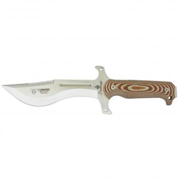 Cudeman Cuchillo de Supervivencia 145-X Modelo Santiago con Mango Micarta Marróbn/Negro Longitud Total 29,7 cm y Funda de Cuero incluida + Tarjeta Multiusos de Regalo