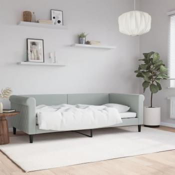 Cama de día terciopelo gris claro 90x190 cm