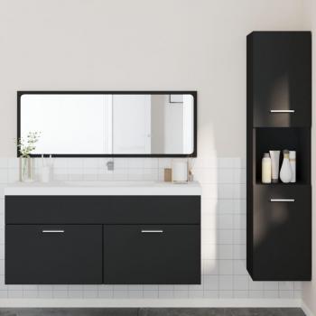 Conjunto de muebles de baño 3 piezas de madera negra multicapa