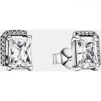 Pendientes Pandora Timeless Halo Rectangular Brillante de Plata