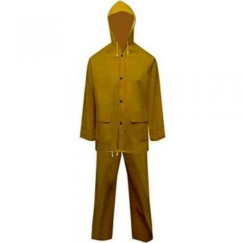 vidaXL Chubasquero Impermeable 2 Piezas y Capucha Reforzado Amarillo Talla XL