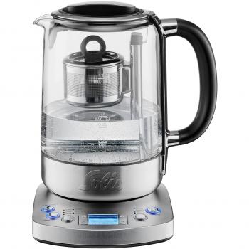 Solis Tea Kettle Automatic 5518 Hervidor de Agua Eléctrico con Control de Temperatura, Función de Temporizador, Colador de Té Integrado y Jarra de 1,7 Litros - Plata