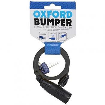 Antirrobo de Cable Oxford OF02, 60cm x 6mm, Bumper Negro