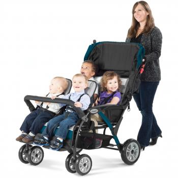 Turbo Quad Stroller for 4 Kids - Foldable Teal Design