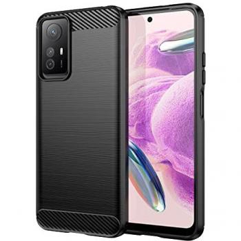 Funda Antigolpes de Silicona Negra con Diseño de Fibra de Carbono para Xiaomi Redmi Note 12s - Resistente y Compatible con Carga Inalámbrica