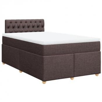 Cama Box Spring con colchón de tela marrón oscuro 120x190 cm