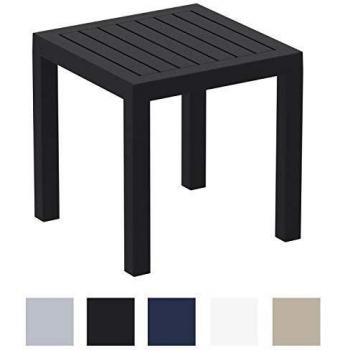 Mesa Auxiliar Ocean Impermeable Negra - Mesa Jardín Resistente a Inclemencias del Tiempo y Rayos UV
