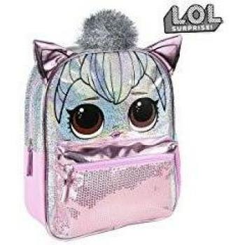Cerdá - Mochila Infantil Metalizada Brillante de LoL Surprise de Color Rosa Claro - Licencia Oficial LOL Surprise