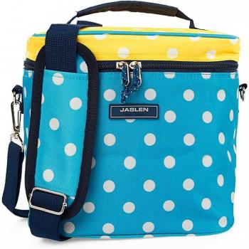 Jaslen - Bolsa Térmica Porta Alimentos Helsinki Azul Vaquero-Amarillo, Infantil, Portátil para Colegio, Pequeña, Tela Isotérmica