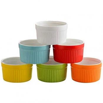 VIVILINEN Moldes para Soufflé Cuencos de Cerámica Creme Brulee Moldes a Prueba de Horno Moldes de Tazón de Postre y Paté para, por ejemplo, Aleta de Ragú, 230ml Cada Uno
