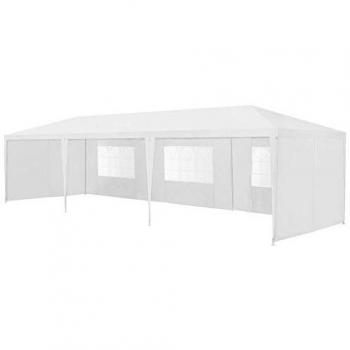 Carpa Pabellón para Jardín 900 x 300 x 255 cm Estructura de Metal Blanco Impermeable