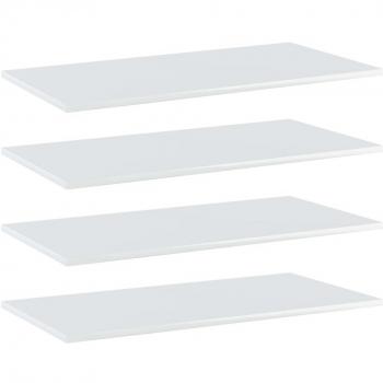Estantes para librería 4 piezas blanco pulido 80x40x1,5 cm multicapa
