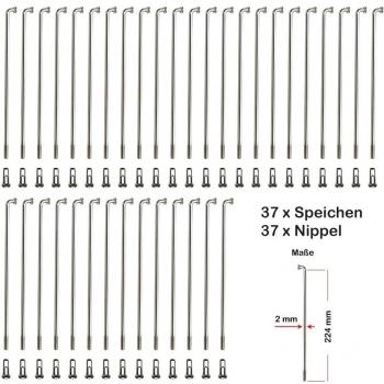37 x radios Plata galvanizado 2 mm incluye entrerrosca 224 mm de diámetro