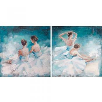 Cuadro DKD Home Decor 100 x 3,5 x 100 cm Bailarina Ballet Romántico (2 Unidades)