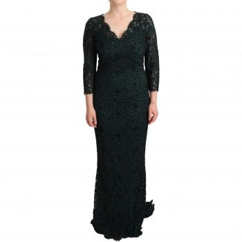 Dolce & Gabbana Green Floral Lace Maxi Floor Length Dress - IT44|L, Size: M