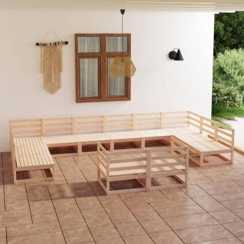 Juego de muebles de jardín 12 piezas madera maciza de pino