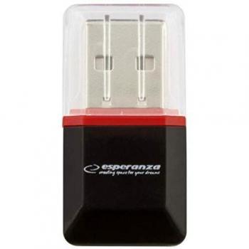 Lector de Tarjetas MicroSD EA134K con Conexión USB 2.0 en Color Negro, Plata y Transparente