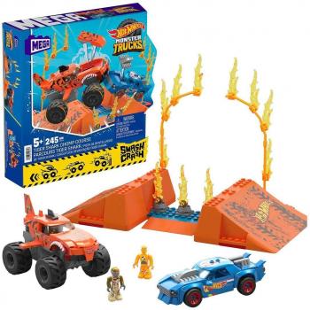 Hot Wheels - MEGA Construx Coches de bloques de construcción con pista Tiger Shark Hot Wheels Monster Trucks