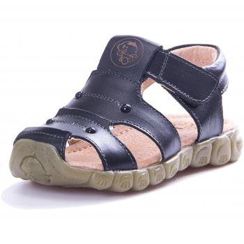 KVbabby Sandalias Punta Cerrada para Niños,niña suela es muy flexible Sandalias Suave Sandalias de cuero para Niño Anti-deslizante,Negro,23 EU