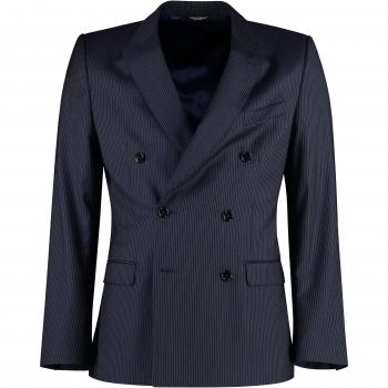 Dolce & Gabbana Men's Blue Virgin Wool Two-Piece Suit Size 50 | Pinstriped Black Double-Breasted Tailored Suit Size L