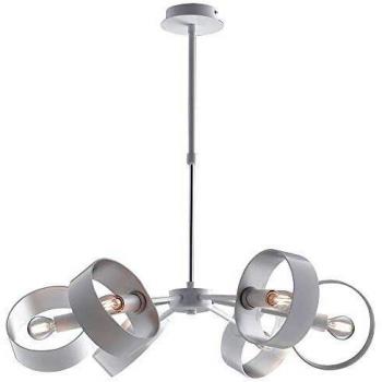 Plafón Colgante Olympic de Metal Plateado y Blanco con 6 Bombillas, Dimensiones 67x16 cm